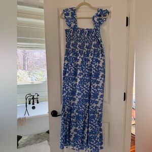 Blue and White Floral Maxi Dress